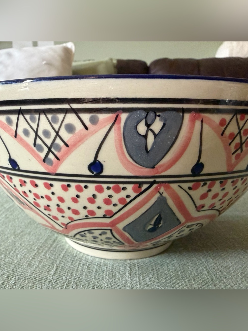 Handcrafted Le Souk Ceramique Mug, Bowl & Serghini Bowl w/Hand Carved Chopsticks - Picture 4 of 15